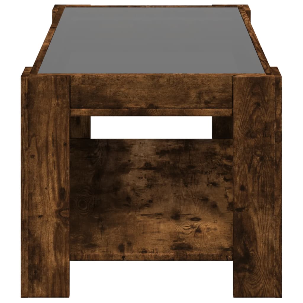 Salontafel met LED 93x53x45 cm bewerkt hout gerookt eikenkleur is nu te koop bij PeponiXL, paradijselijk wonen!