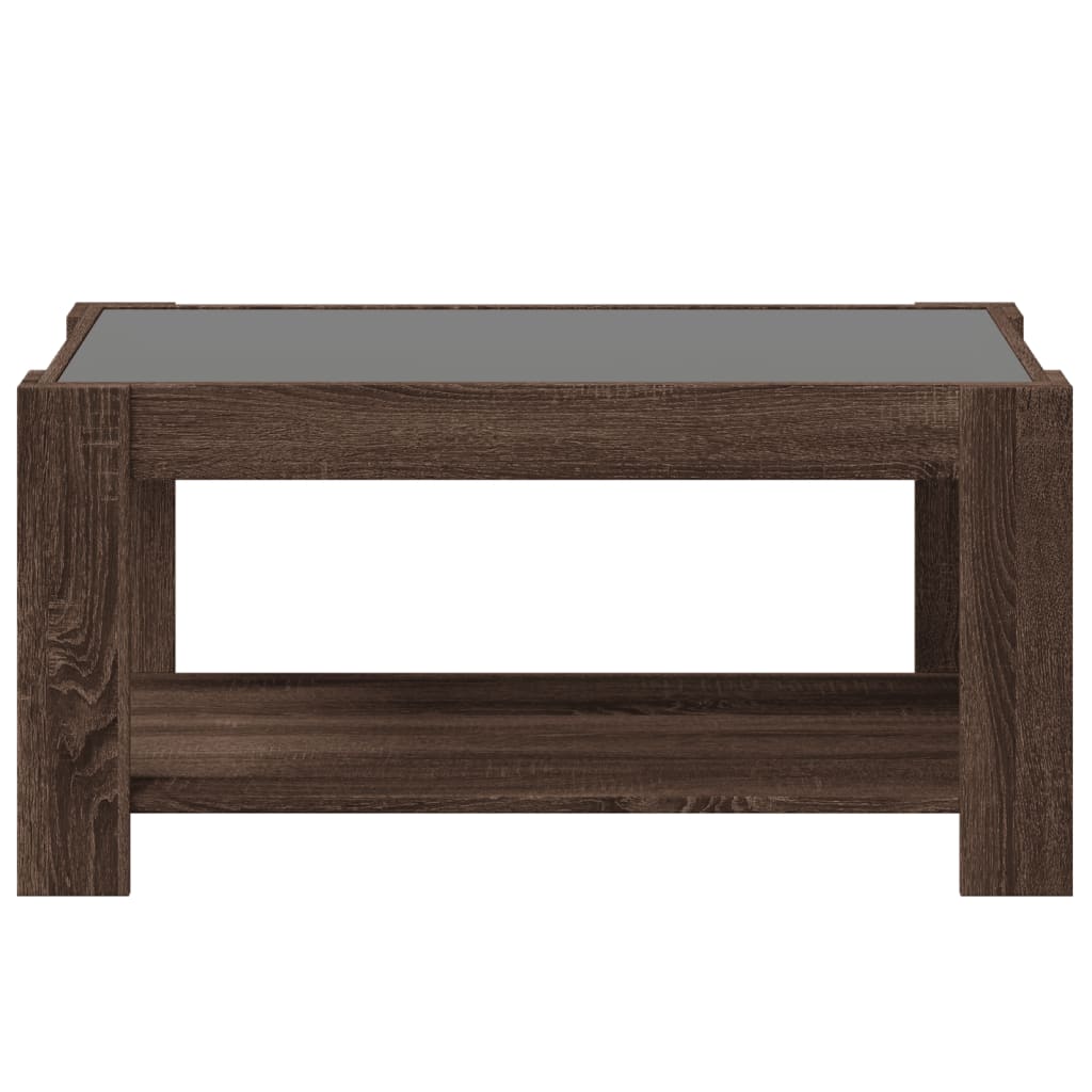 Salontafel met LED 93x53x45 cm bewerkt hout bruin eikenkleur is nu te koop bij PeponiXL, paradijselijk wonen!