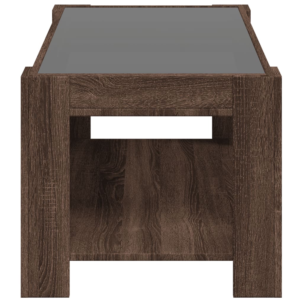 Salontafel met LED 93x53x45 cm bewerkt hout bruin eikenkleur is nu te koop bij PeponiXL, paradijselijk wonen!