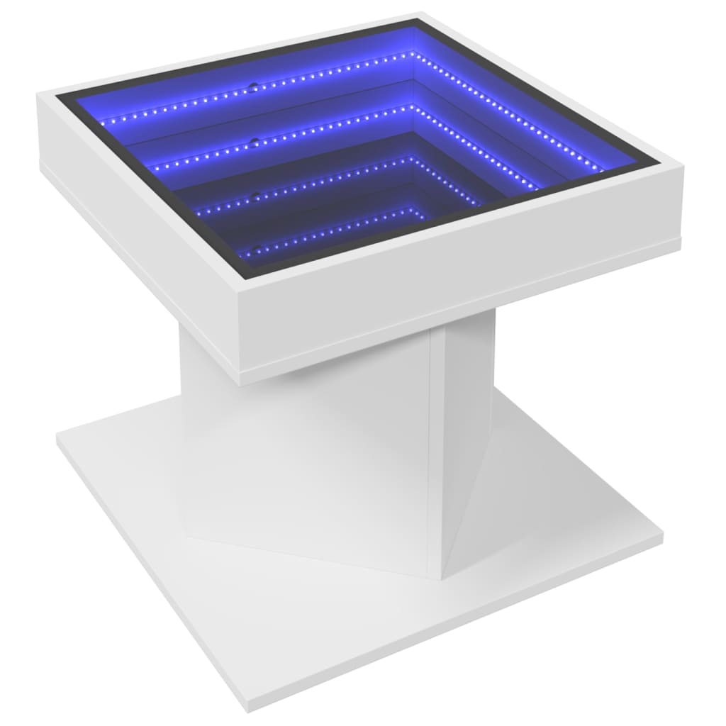 Salontafel met LED 50x50x45 cm bewerkt hout wit is nu te koop bij PeponiXL, paradijselijk wonen!