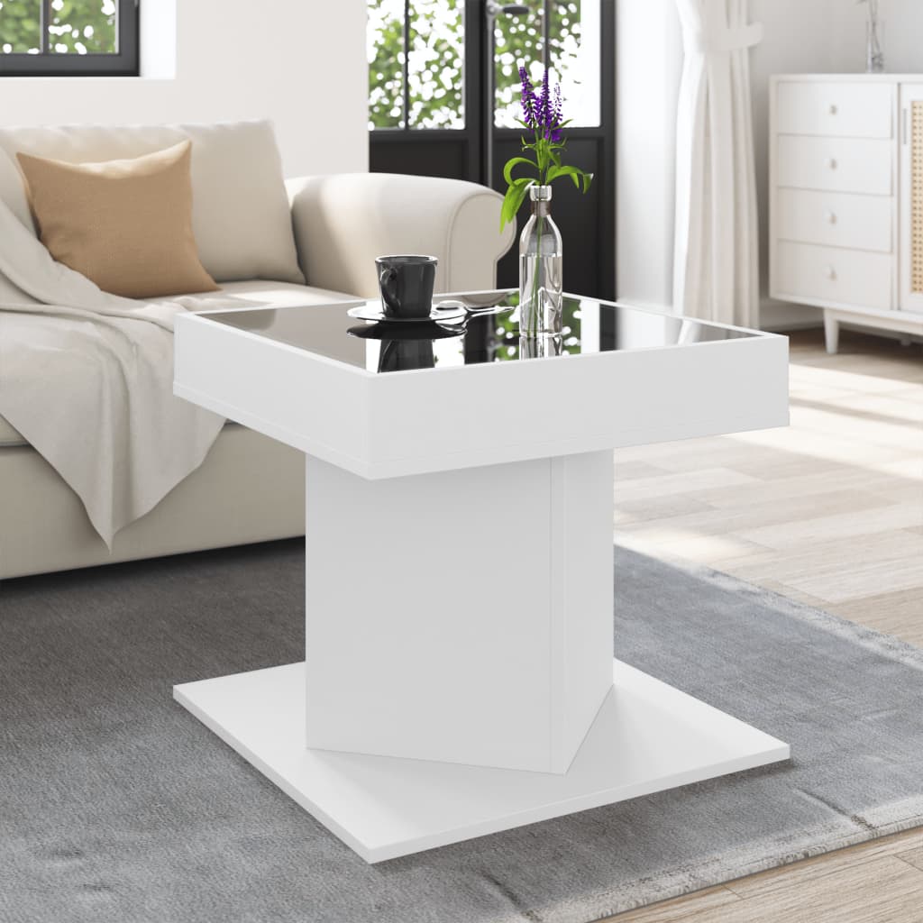 Salontafel met LED 50x50x45 cm bewerkt hout wit is nu te koop bij PeponiXL, paradijselijk wonen!