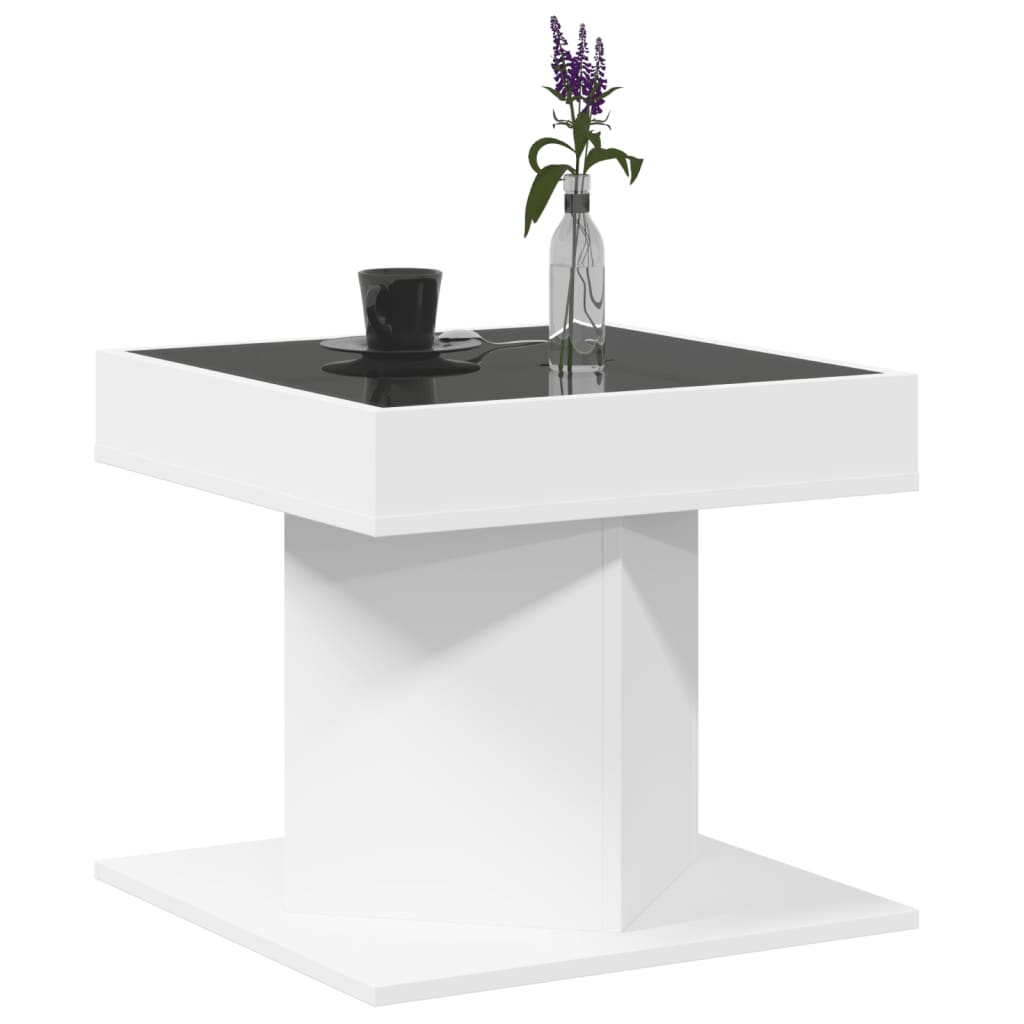 Salontafel met LED 50x50x45 cm bewerkt hout wit is nu te koop bij PeponiXL, paradijselijk wonen!