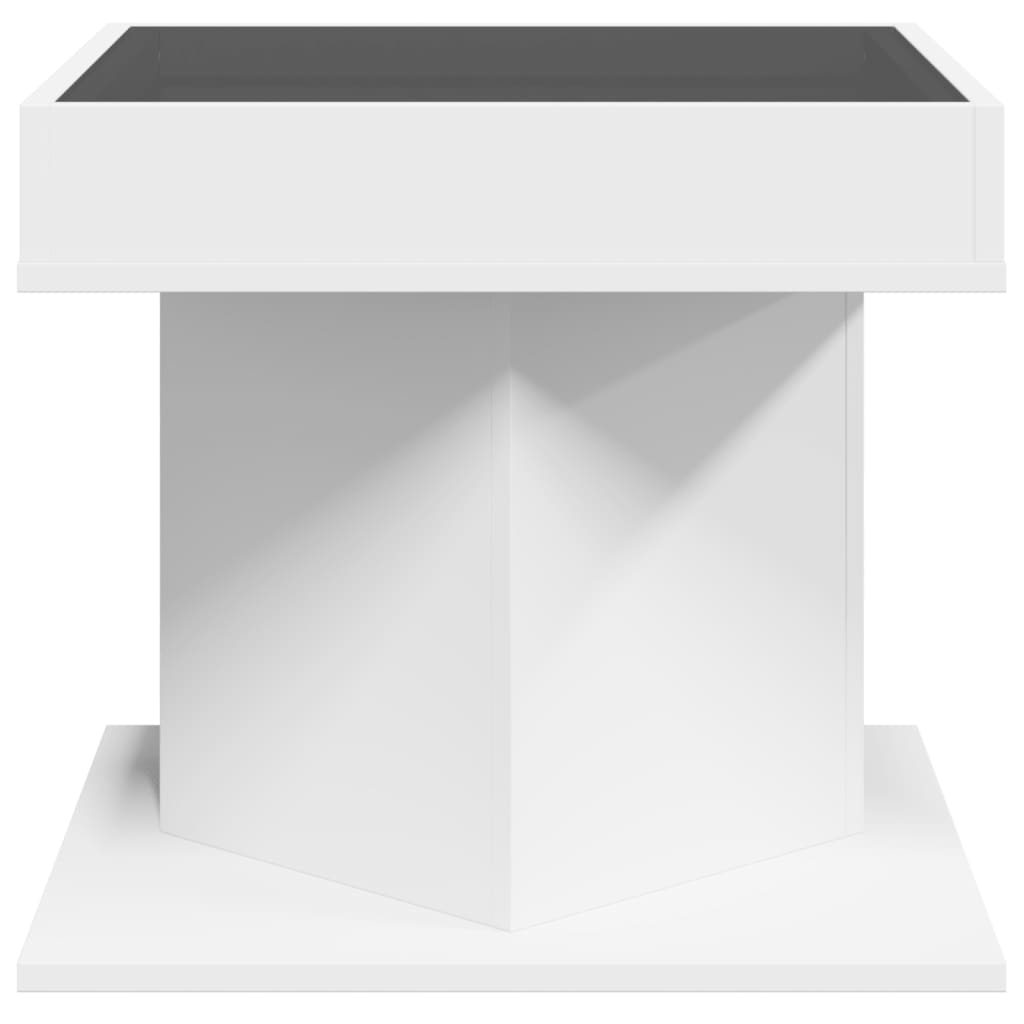 Salontafel met LED 50x50x45 cm bewerkt hout wit is nu te koop bij PeponiXL, paradijselijk wonen!