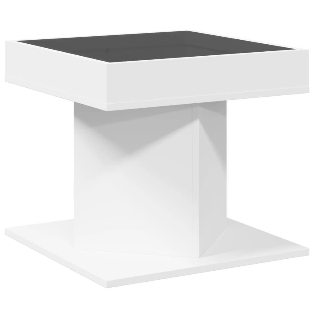Salontafel met LED 50x50x45 cm bewerkt hout wit is nu te koop bij PeponiXL, paradijselijk wonen!