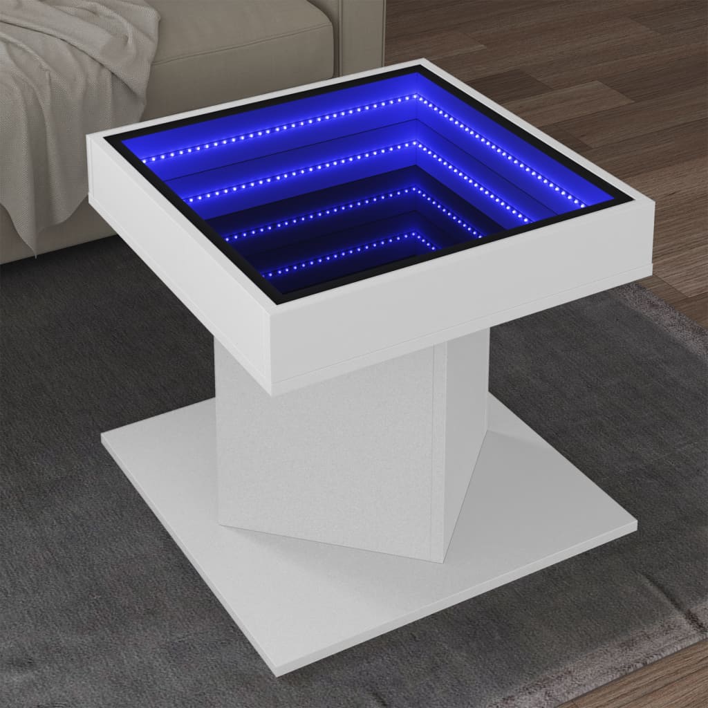 Salontafel met LED 50x50x45 cm bewerkt hout wit is nu te koop bij PeponiXL, paradijselijk wonen!