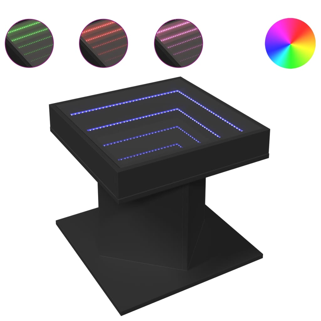 Salontafel met LED 50x50x45 cm bewerkt hout zwart is nu te koop bij PeponiXL, paradijselijk wonen!