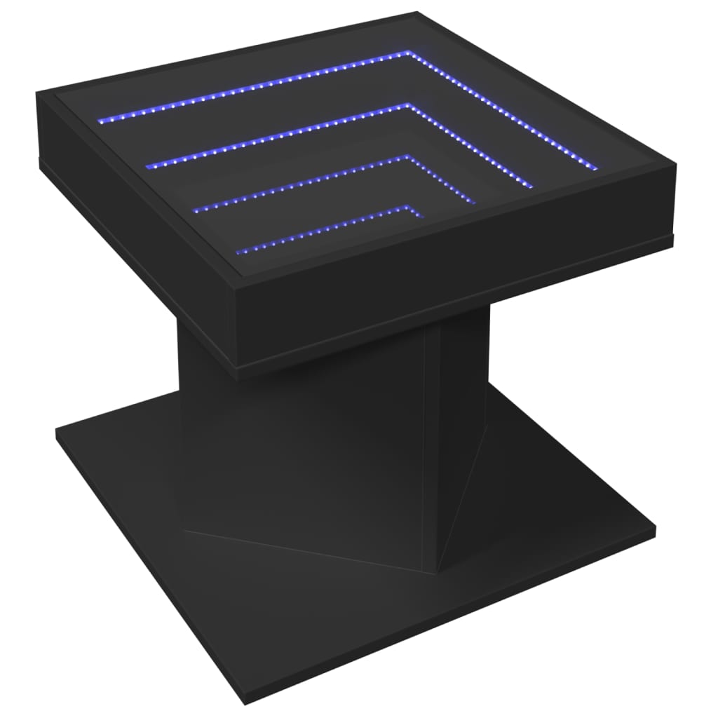 Salontafel met LED 50x50x45 cm bewerkt hout zwart is nu te koop bij PeponiXL, paradijselijk wonen!