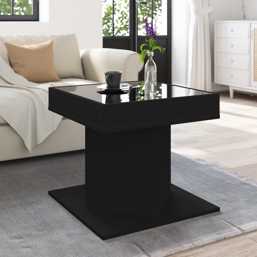 Salontafel met LED 50x50x45 cm bewerkt hout zwart is nu te koop bij PeponiXL, paradijselijk wonen!