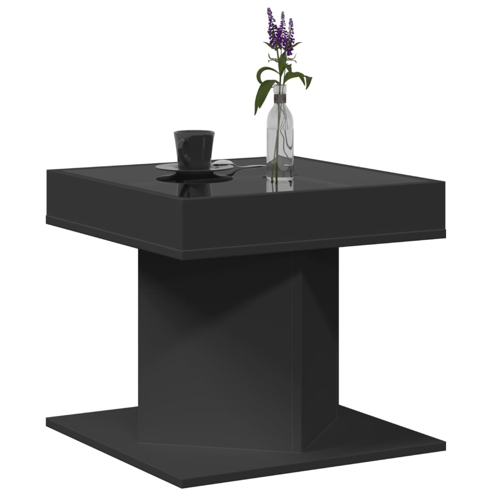 Salontafel met LED 50x50x45 cm bewerkt hout zwart is nu te koop bij PeponiXL, paradijselijk wonen!