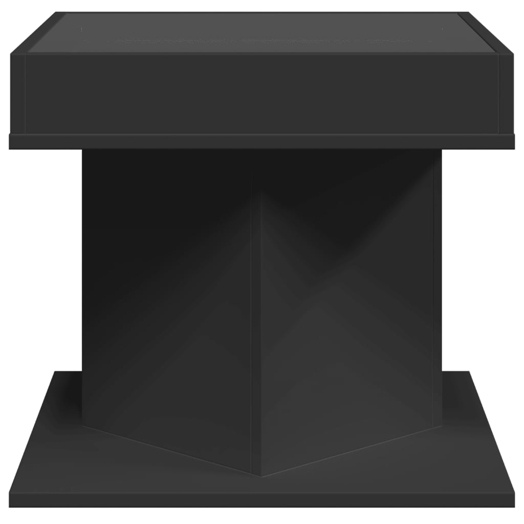 Salontafel met LED 50x50x45 cm bewerkt hout zwart is nu te koop bij PeponiXL, paradijselijk wonen!