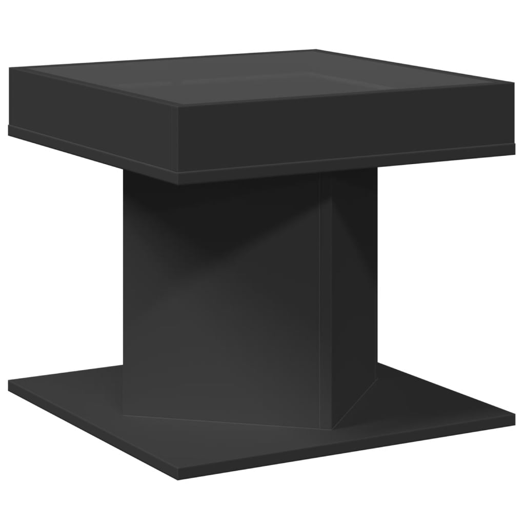 Salontafel met LED 50x50x45 cm bewerkt hout zwart is nu te koop bij PeponiXL, paradijselijk wonen!