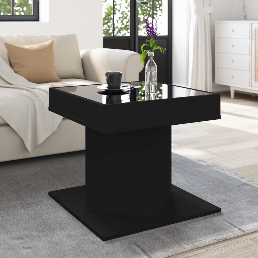 Salontafel met LED 50x50x45 cm bewerkt hout zwart is nu te koop bij PeponiXL, paradijselijk wonen!