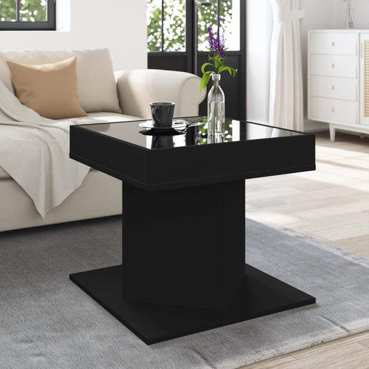 Salontafel met LED 50x50x45 cm bewerkt hout zwart is nu te koop bij PeponiXL, paradijselijk wonen!