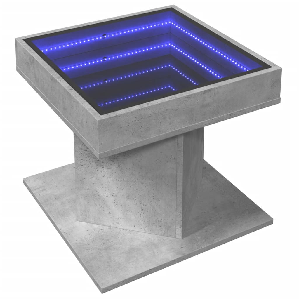 Salontafel met LED 50x50x45 cm bewerkt hout betongrijs is nu te koop bij PeponiXL, paradijselijk wonen!