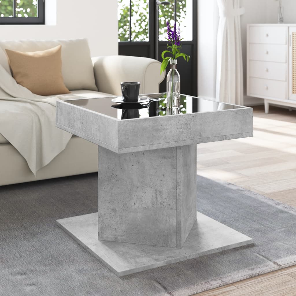 Salontafel met LED 50x50x45 cm bewerkt hout betongrijs is nu te koop bij PeponiXL, paradijselijk wonen!