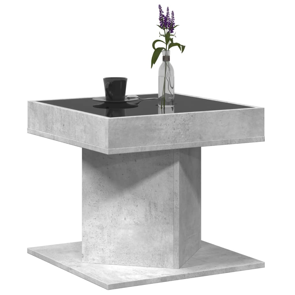 Salontafel met LED 50x50x45 cm bewerkt hout betongrijs is nu te koop bij PeponiXL, paradijselijk wonen!