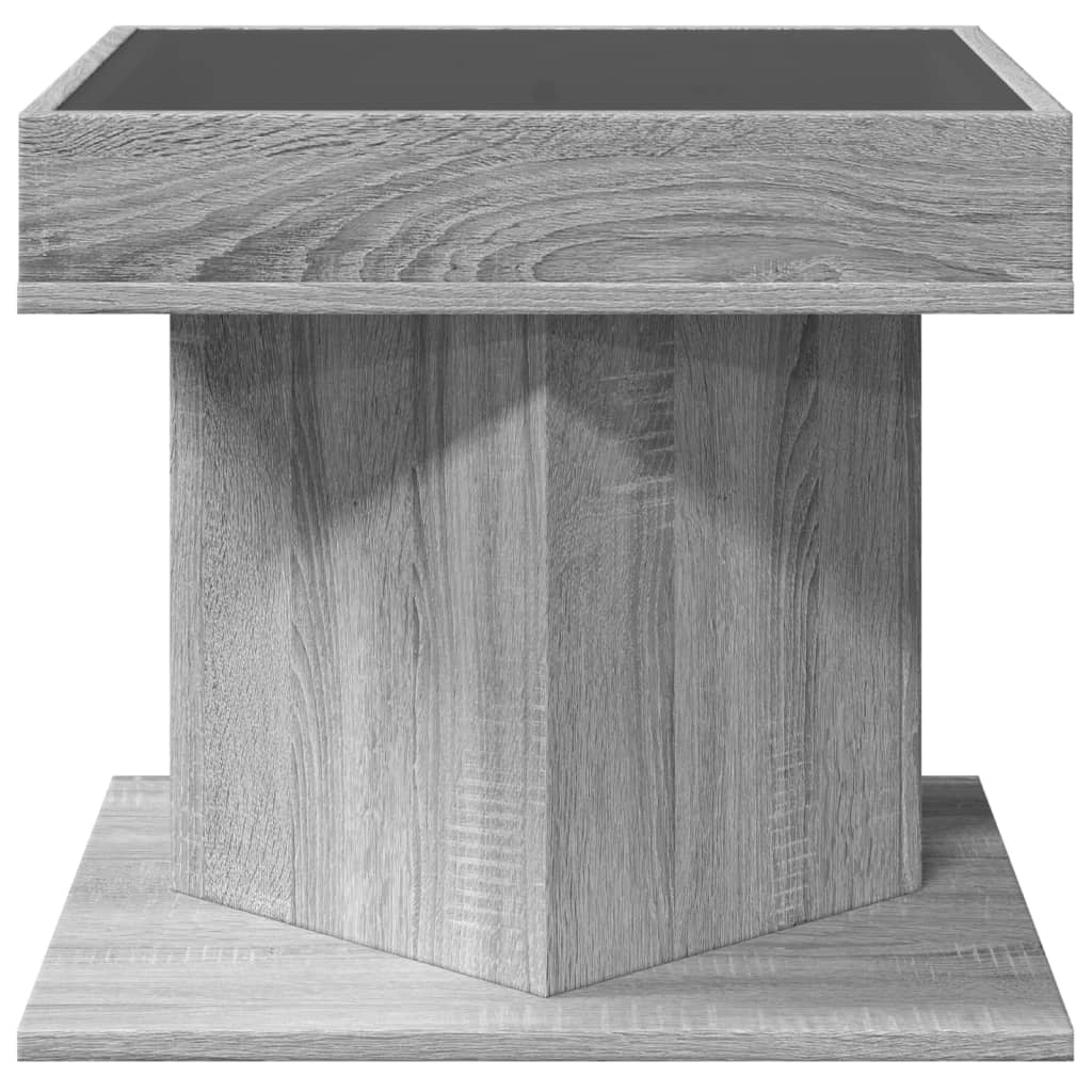 Salontafel met LED 50x50x45 cm bewerkt hout grijs sonoma eiken is nu te koop bij PeponiXL, paradijselijk wonen!