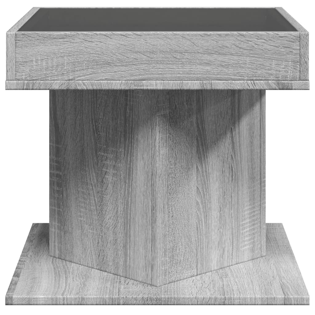 Salontafel met LED 50x50x45 cm bewerkt hout grijs sonoma eiken is nu te koop bij PeponiXL, paradijselijk wonen!