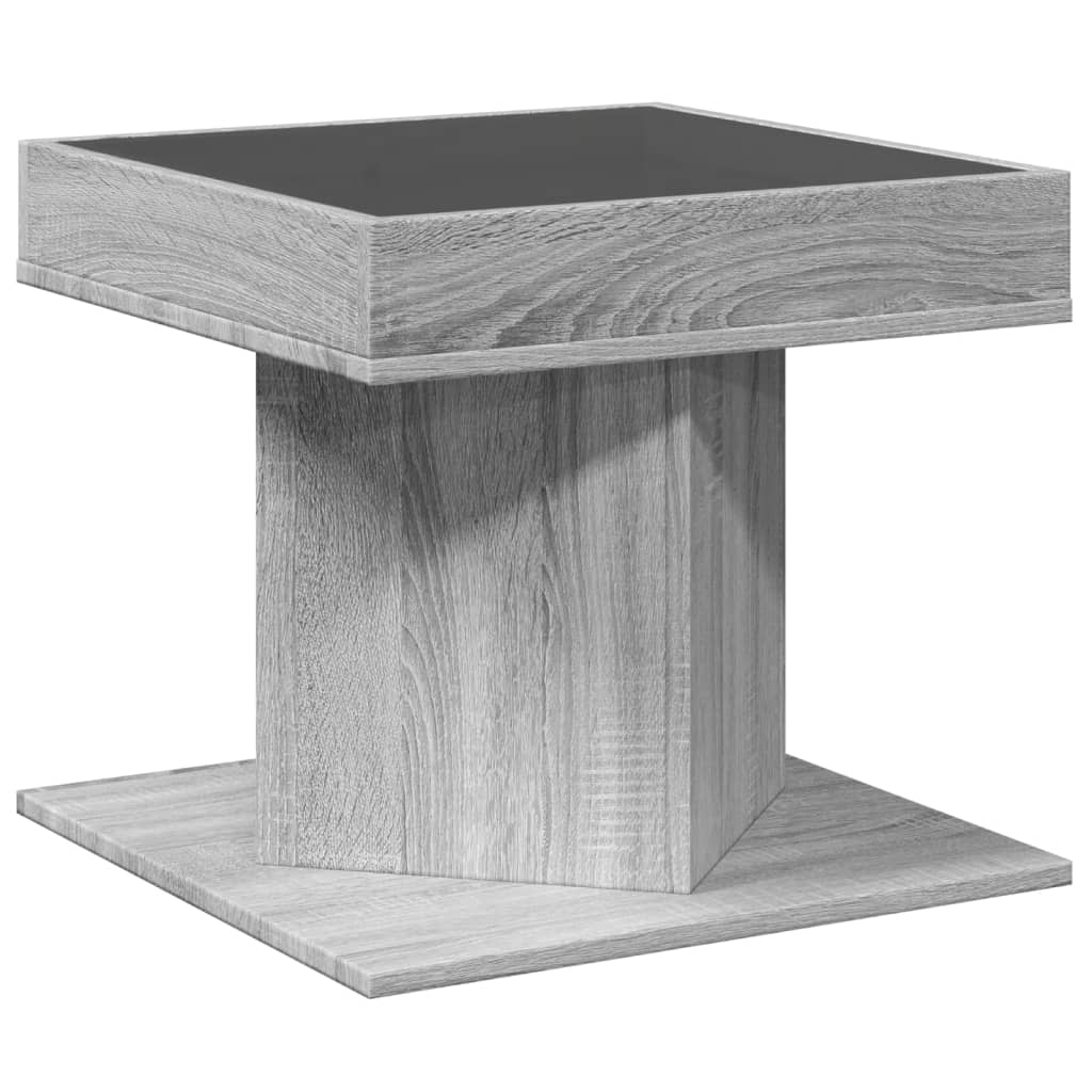 Salontafel met LED 50x50x45 cm bewerkt hout grijs sonoma eiken is nu te koop bij PeponiXL, paradijselijk wonen!