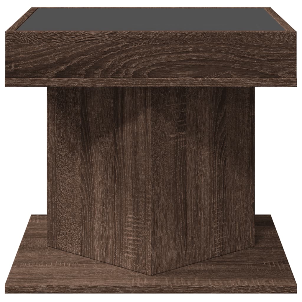 Salontafel met LED 50x50x45 cm bewerkt hout bruin eikenkleurig is nu te koop bij PeponiXL, paradijselijk wonen!