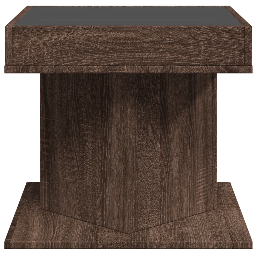 Salontafel met LED 50x50x45 cm bewerkt hout bruin eikenkleurig is nu te koop bij PeponiXL, paradijselijk wonen!