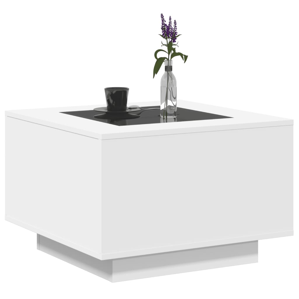 Salontafel met LED 60x60x40 cm bewerkt hout wit is nu te koop bij PeponiXL, paradijselijk wonen!