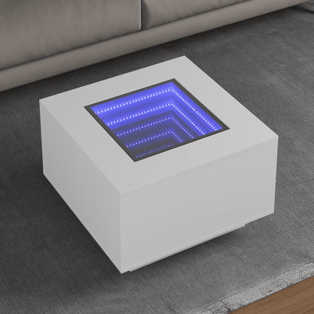 Salontafel met LED 60x60x40 cm bewerkt hout wit is nu te koop bij PeponiXL, paradijselijk wonen!