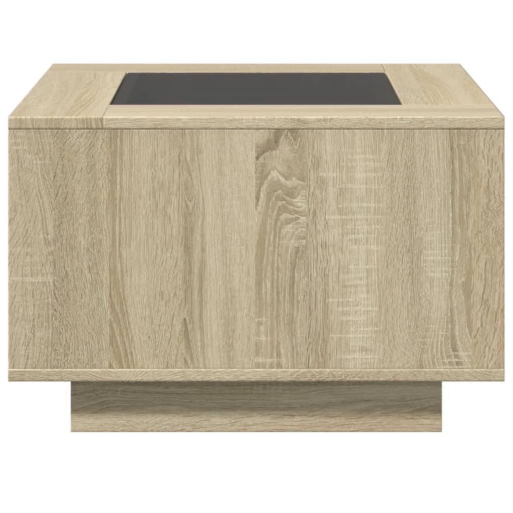 Salontafel met LED 60x60x40 cm bewerkt hout sonoma eikenkleurig is nu te koop bij PeponiXL, paradijselijk wonen!