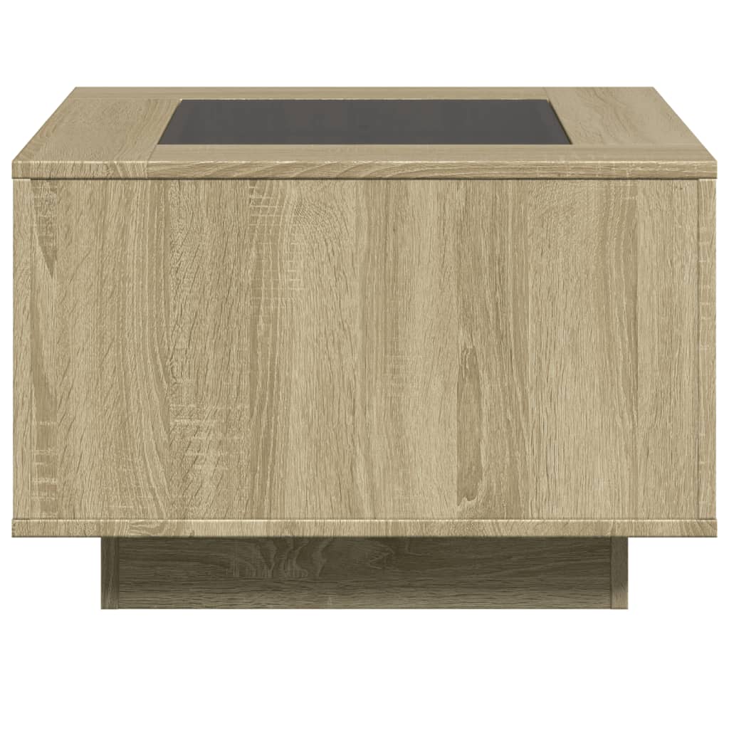 Salontafel met LED 60x60x40 cm bewerkt hout sonoma eikenkleurig is nu te koop bij PeponiXL, paradijselijk wonen!