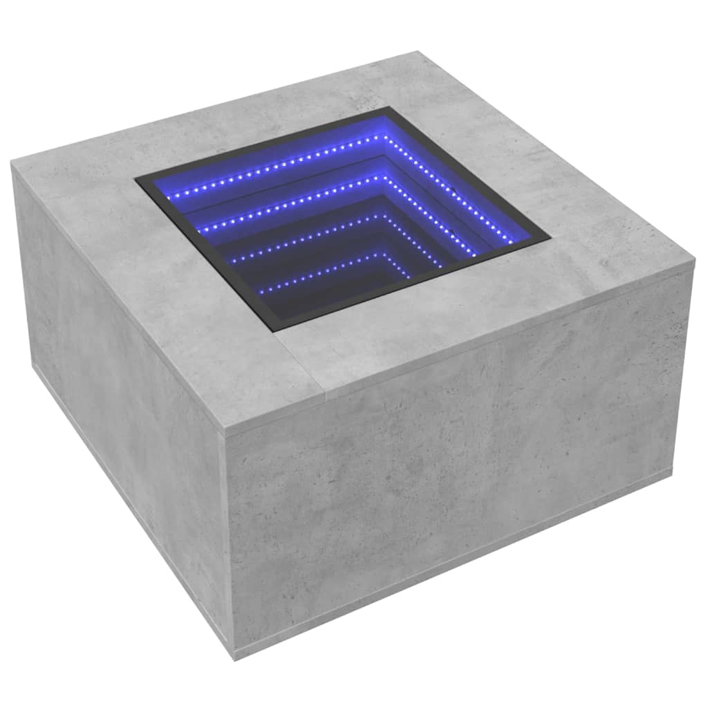 Salontafel met LED 60x60x40 cm bewerkt hout betongrijs is nu te koop bij PeponiXL, paradijselijk wonen!