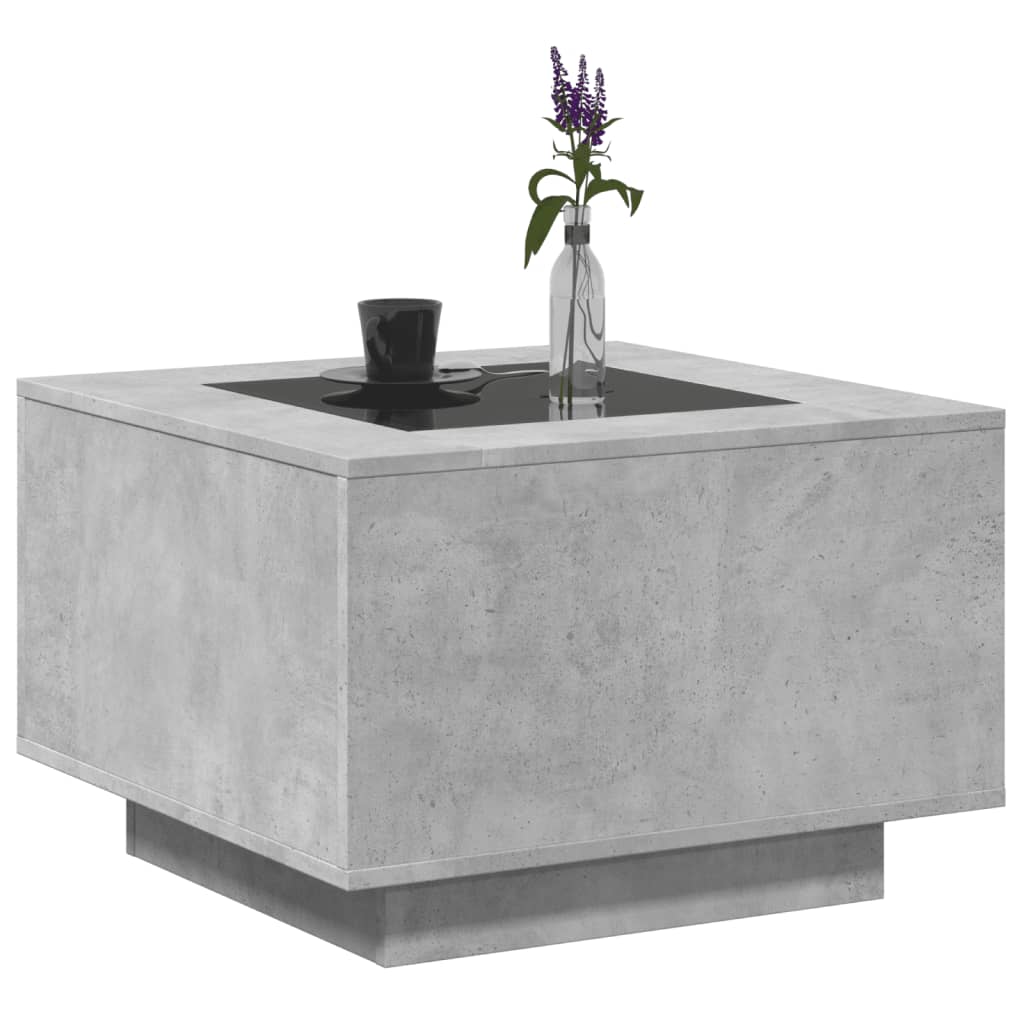 Salontafel met LED 60x60x40 cm bewerkt hout betongrijs is nu te koop bij PeponiXL, paradijselijk wonen!
