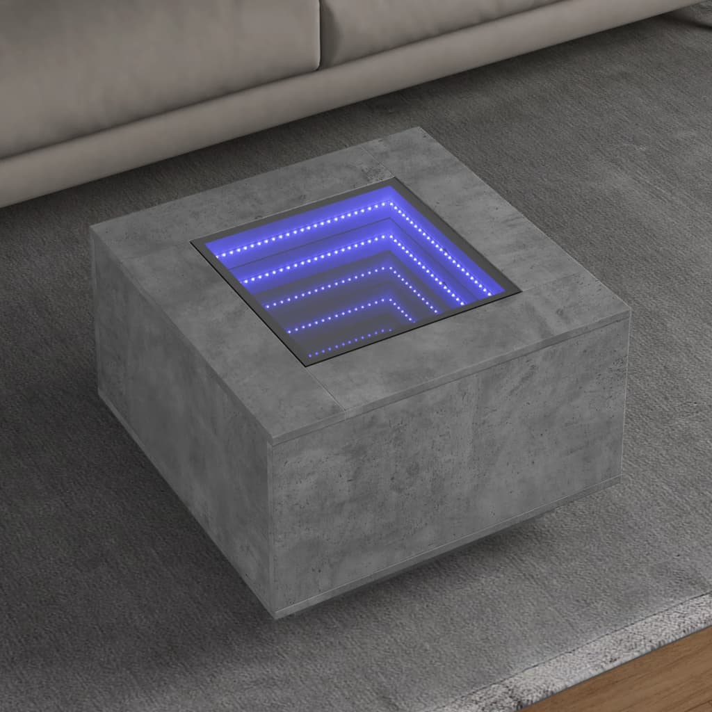 Salontafel met LED 60x60x40 cm bewerkt hout betongrijs is nu te koop bij PeponiXL, paradijselijk wonen!