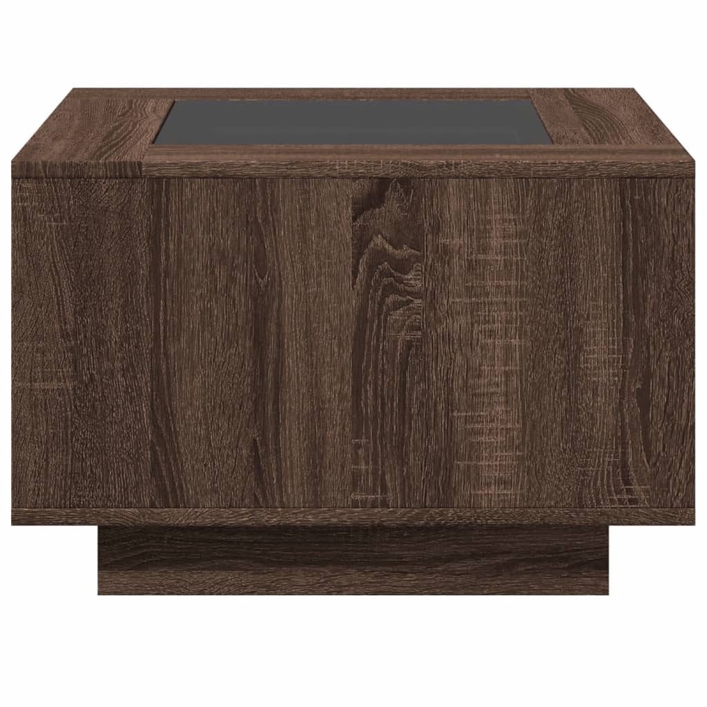 Salontafel met LED 60x60x40 cm bewerkt hout bruin eikenkleurig is nu te koop bij PeponiXL, paradijselijk wonen!