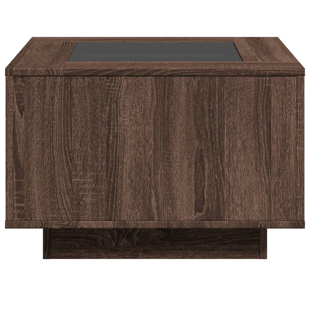 Salontafel met LED 60x60x40 cm bewerkt hout bruin eikenkleurig is nu te koop bij PeponiXL, paradijselijk wonen!