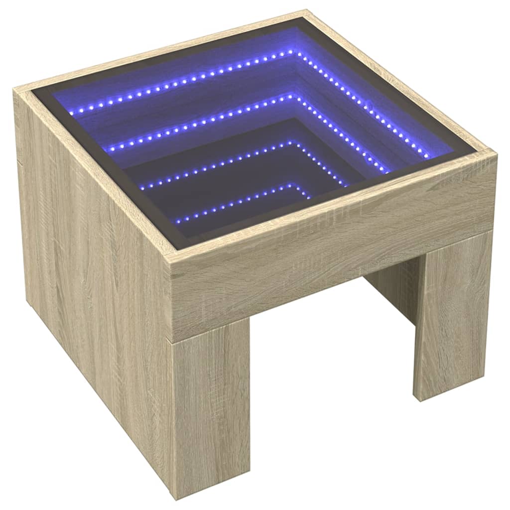 Salontafel met Infinity LED 40x40x30 cm sonoma eikenkleurig is nu te koop bij PeponiXL, paradijselijk wonen!
