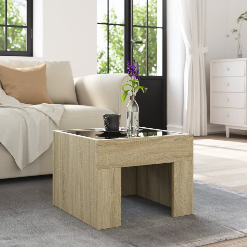 Salontafel met Infinity LED 40x40x30 cm sonoma eikenkleurig is nu te koop bij PeponiXL, paradijselijk wonen!