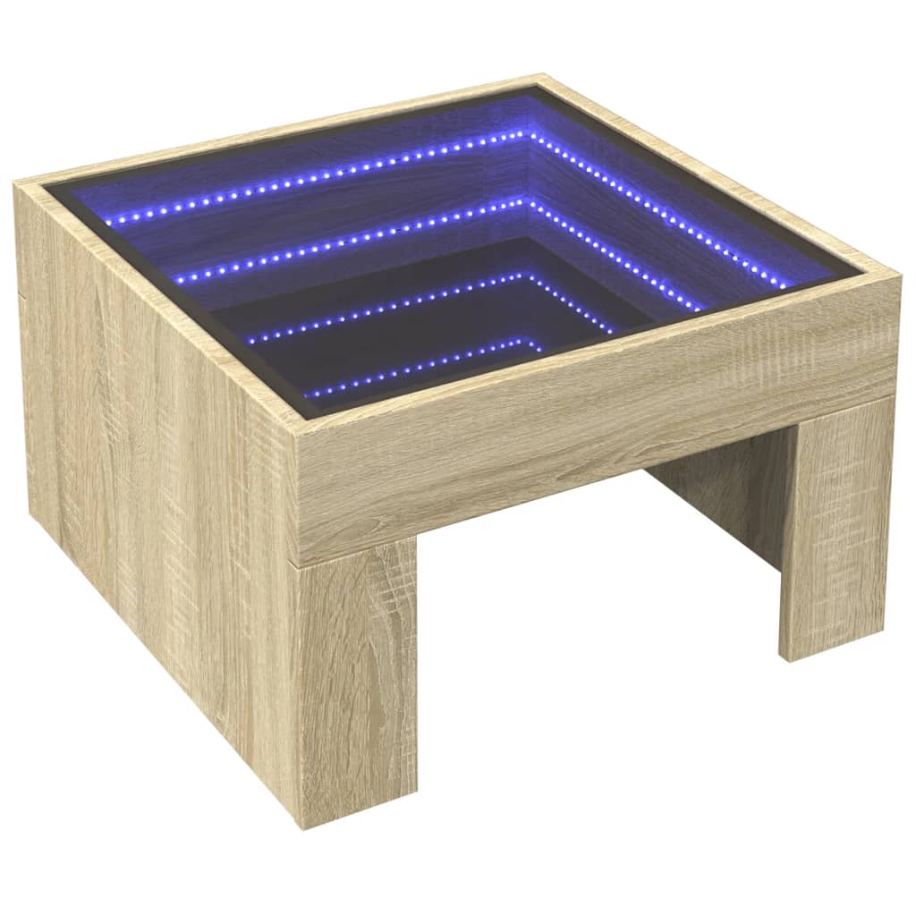 Salontafel met Infinity LED 50x50x30 cm sonoma eikenkleurig is nu te koop bij PeponiXL, paradijselijk wonen!
