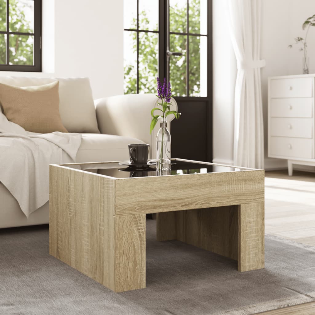 Salontafel met Infinity LED 50x50x30 cm sonoma eikenkleurig is nu te koop bij PeponiXL, paradijselijk wonen!