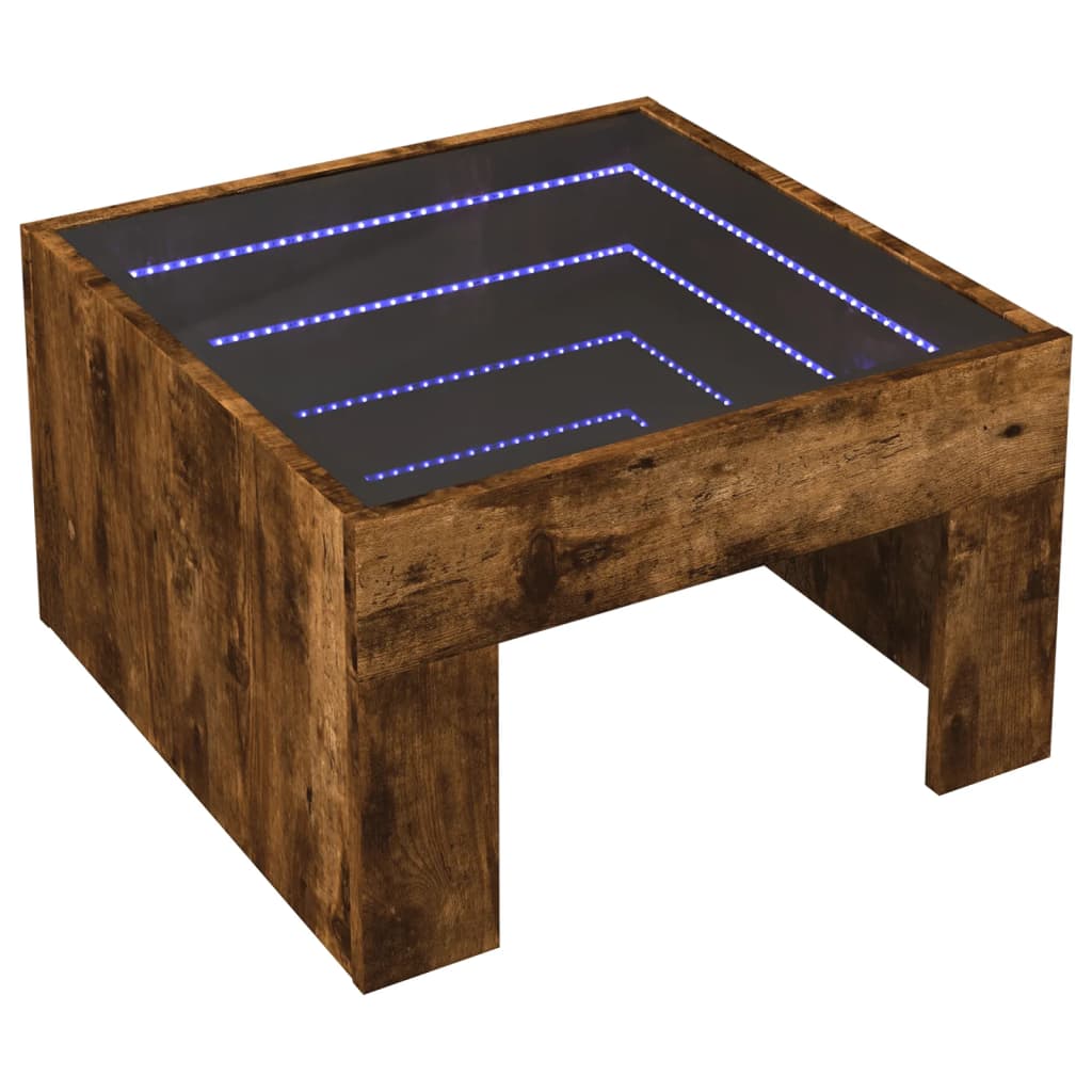 Salontafel met Infinity LED 50x50x30 cm gerookt eikenkleurig is nu te koop bij PeponiXL, paradijselijk wonen!