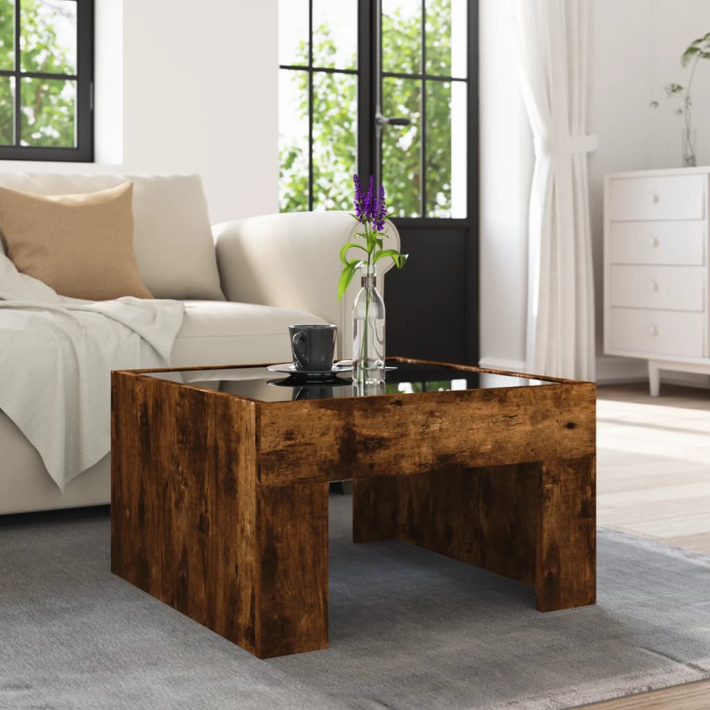 Salontafel met Infinity LED 50x50x30 cm gerookt eikenkleurig is nu te koop bij PeponiXL, paradijselijk wonen!