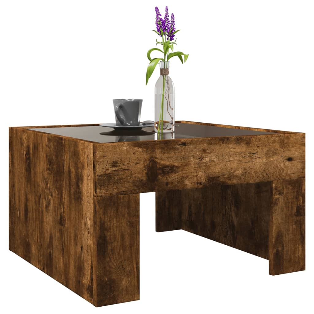 Salontafel met Infinity LED 50x50x30 cm gerookt eikenkleurig is nu te koop bij PeponiXL, paradijselijk wonen!