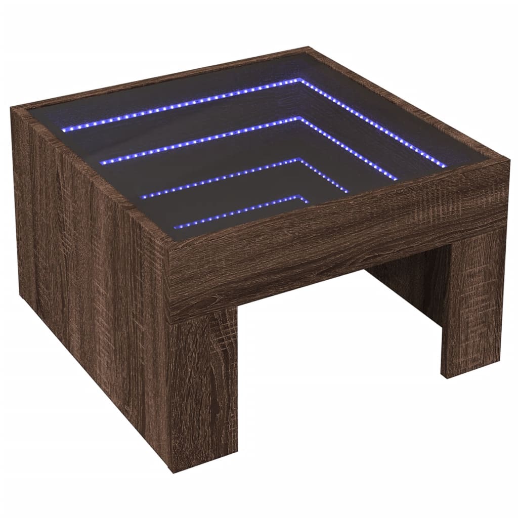 Salontafel met Infinity LED 50x50x30 cm bruin eikenkleurig is nu te koop bij PeponiXL, paradijselijk wonen!