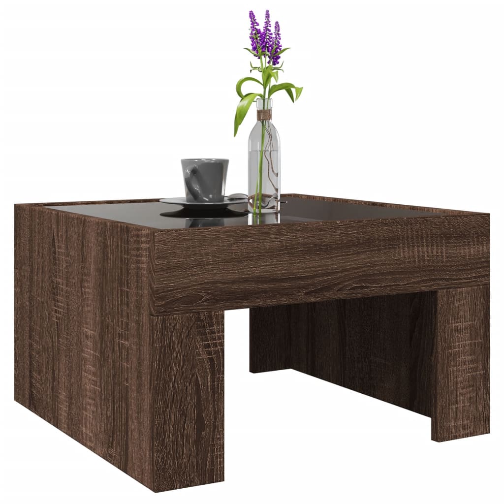 Salontafel met Infinity LED 50x50x30 cm bruin eikenkleurig is nu te koop bij PeponiXL, paradijselijk wonen!