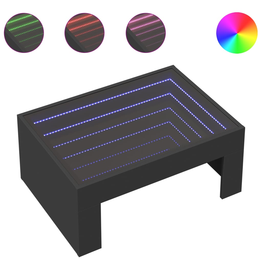 Salontafel met Infinity LED 70x50x30 cm zwart is nu te koop bij PeponiXL, paradijselijk wonen!