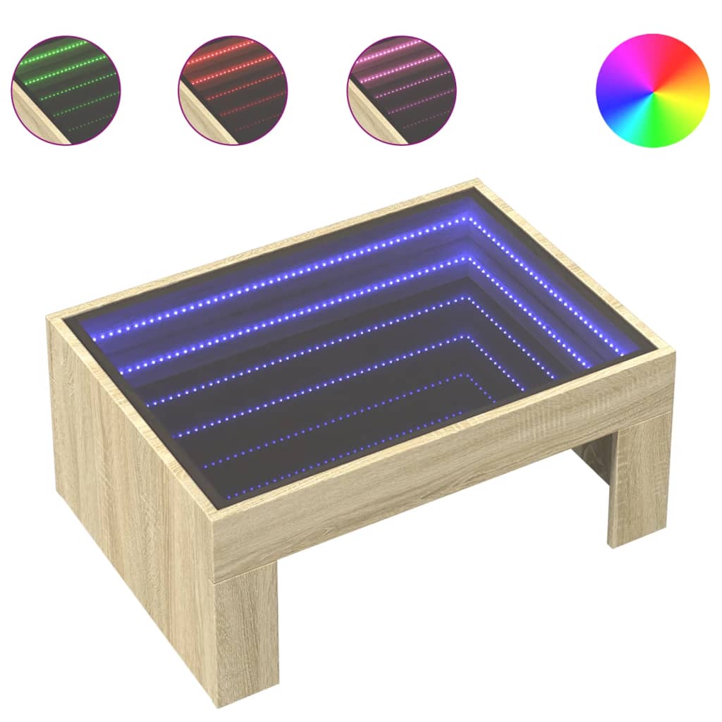 Salontafel met Infinity LED 70x50x30 cm sonoma eikenkleurig is nu te koop bij PeponiXL, paradijselijk wonen!