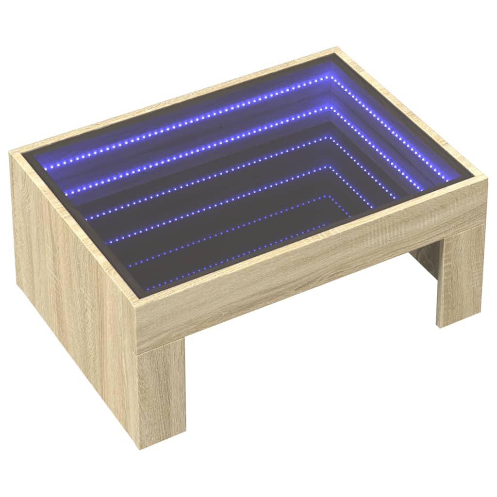 Salontafel met Infinity LED 70x50x30 cm sonoma eikenkleurig is nu te koop bij PeponiXL, paradijselijk wonen!
