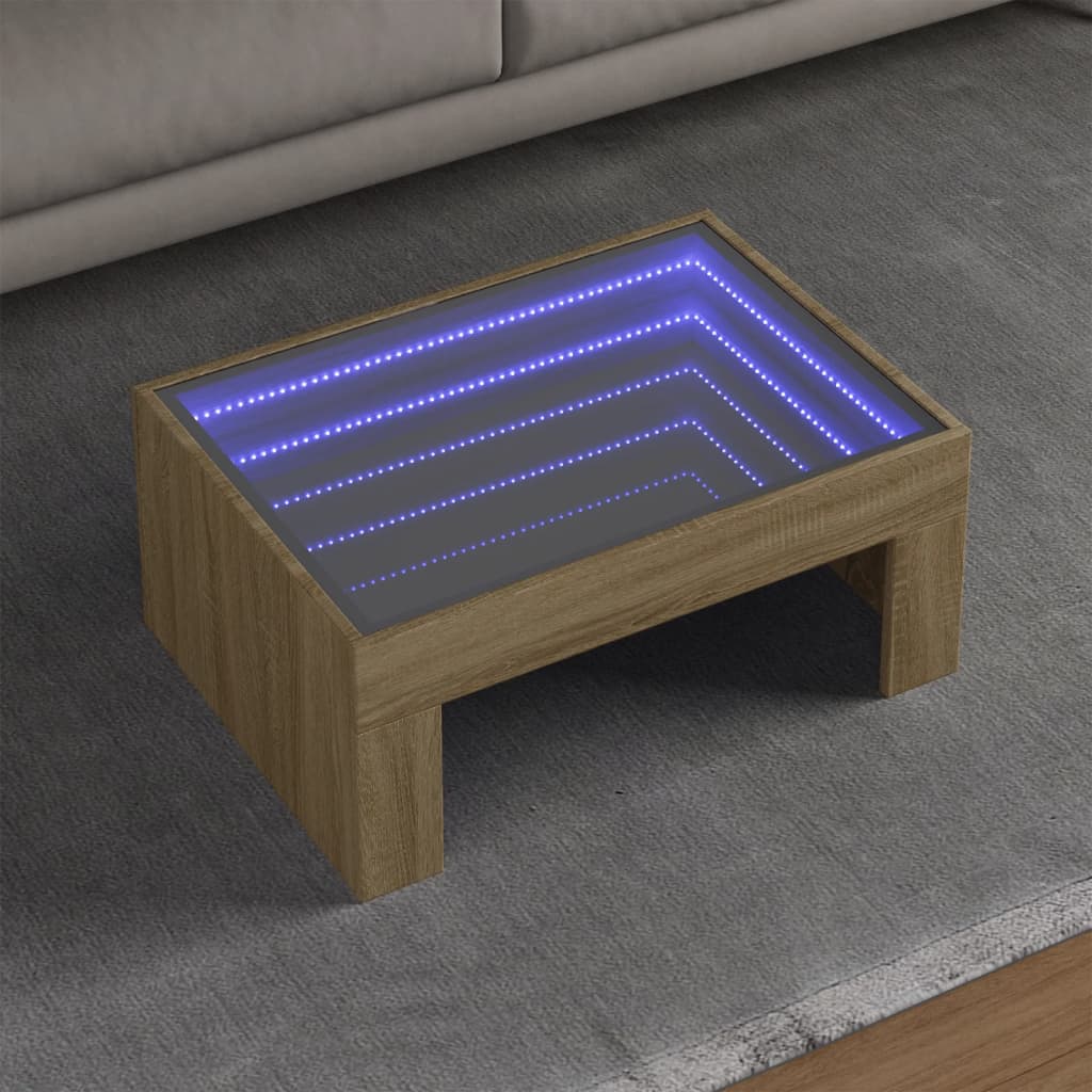 Salontafel met Infinity LED 70x50x30 cm sonoma eikenkleurig is nu te koop bij PeponiXL, paradijselijk wonen!