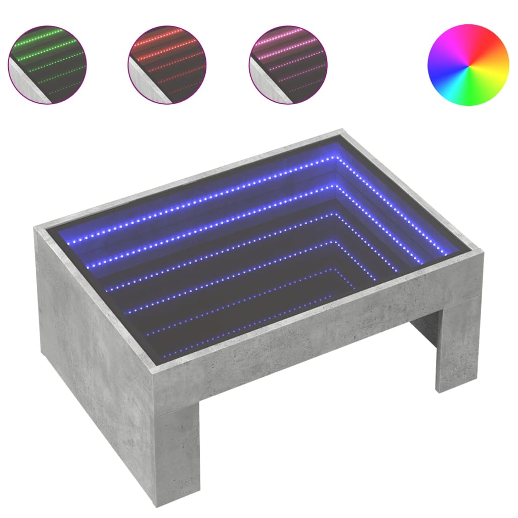 Salontafel met Infinity LED 70x50x30 cm betongrijs is nu te koop bij PeponiXL, paradijselijk wonen!