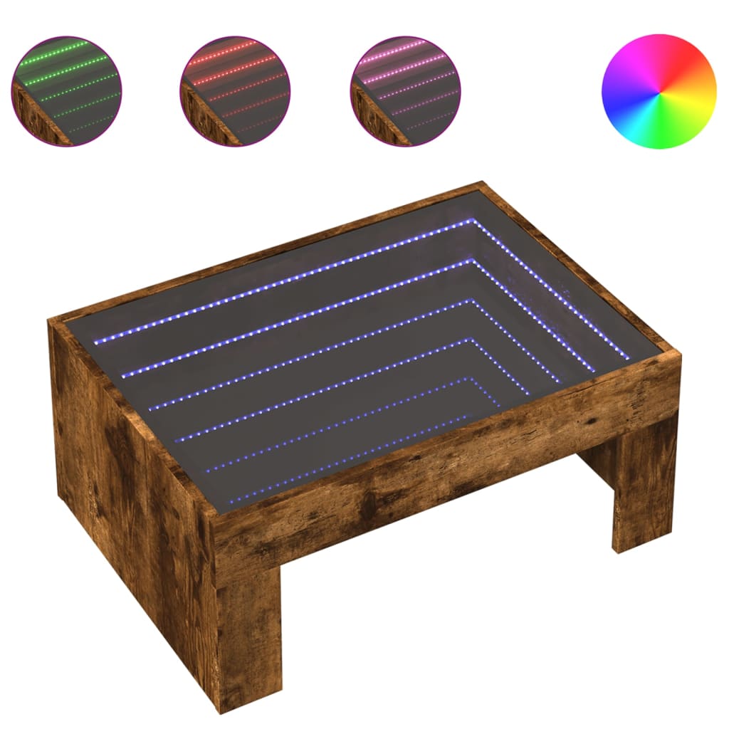 Salontafel met Infinity LED 70x50x30 cm gerookt eikenkleurig is nu te koop bij PeponiXL, paradijselijk wonen!
