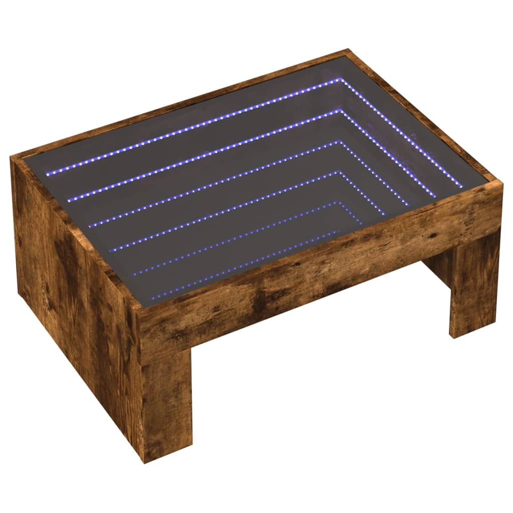 Salontafel met Infinity LED 70x50x30 cm gerookt eikenkleurig is nu te koop bij PeponiXL, paradijselijk wonen!